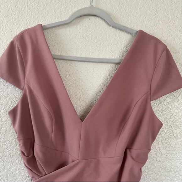 Dress the Population Dana Wrap Waist Cocktail Dress Mauve Size XL NWT - Picture 8 of 14